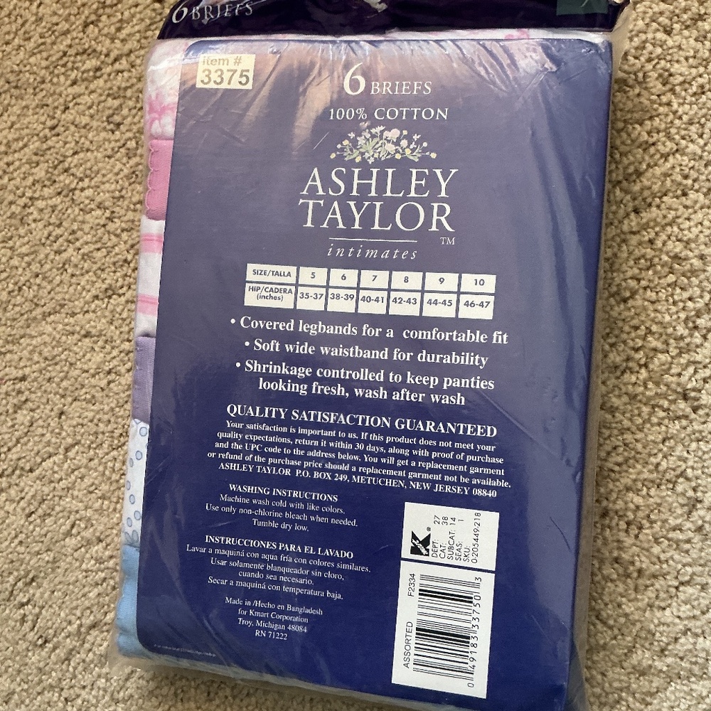 NEW Vintage Ashley Taylor Intimates 6 Briefs 100% Cotton Panties Size 9. - Picture 2 of 2